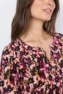 Talena Split Neck Blouse - Cardinal