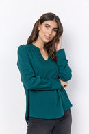 Radia 150 Split Neck Blouse - Shady Green