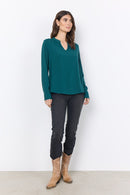 Radia 150 Split Neck Blouse - Shady Green
