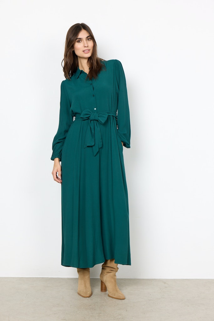 Tabita Shirt Collar Dress - Shady Green