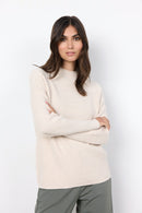 Kanita Round Neck Rib Jumper - Cream Melange