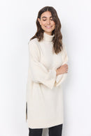 Nessie High Neck Long Jumper - Cream Melange