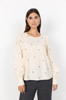 Viben 2 Round Neck Blouse - Cream Combi