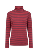 Iridi 1 Stripe Roll Neck Tee - Red Combi