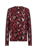 Marica 341 Abstract Print Blouse - Red Combi
