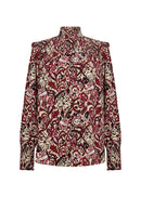 Vava2 HighNeck Floral Blouse - Red Combi