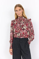Vava2 HighNeck Floral Blouse - Red Combi