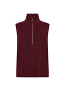 Julia 8 High Neck Zip Gilet - Dark Red
