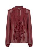 Naia 1 Front Frills Shirt - Dark Red
