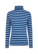 Iridi 1 Stripe Roll Neck Tee - Estate Blue Combi