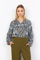 Vava 1 V Neck Print Shirt - Estate Blue Combi