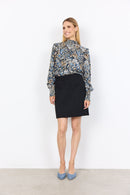 Vava2 HighNeck Floral Blouse - Estate Blue Combi
