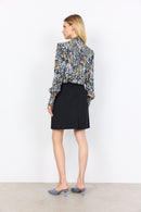 Vava2 HighNeck Floral Blouse - Estate Blue Combi