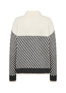 Nessie 71 Stripe High Neck Jumper - Cream Melange Combi