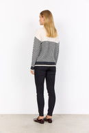 Nessie 71 Stripe High Neck Jumper - Cream Melange Combi