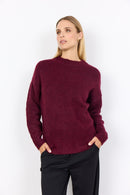 Gunna 1 Round Neck Jumper - Dark Red Melange