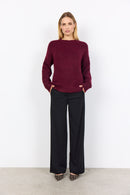 Gunna 1 Round Neck Jumper - Dark Red Melange