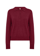 Dollie 799 Collar Jumper - Dark Red Melange