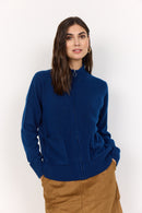 Nessie 59 High Neck Cardigan - Estate Blue Melange