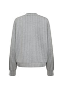 Vivi2 Zipped Stripe Cardigan - Grey Melange