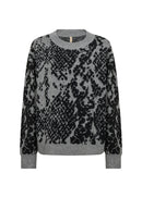Vendi1 Abstract Print Jumper - Medium Grey Melange Combi