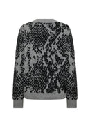 Vendi1 Abstract Print Jumper - Medium Grey Melange Combi