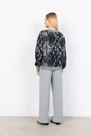 Vendi1 Abstract Print Jumper - Medium Grey Melange Combi