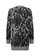 Vendi 3 Abstract Print Cardigan - Medium Grey Melange Combi