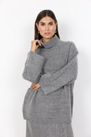 Vida 1 Ribbed Turtleneck Jumper - Grey Melange
