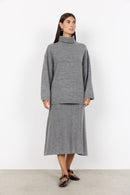 Vida 1 Ribbed Turtleneck Jumper - Grey Melange