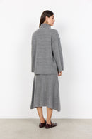 Vida 1 Ribbed Turtleneck Jumper - Grey Melange