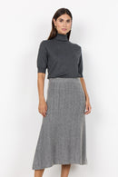 Vida 2 Mid Calf Skirt - Grey Melange