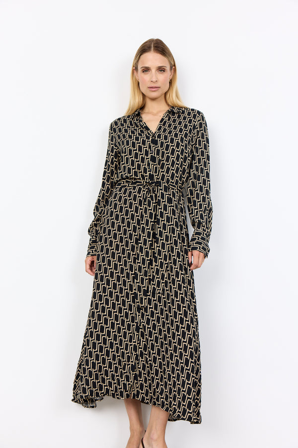 Varla3 Geometric Print Dress - Black Combi