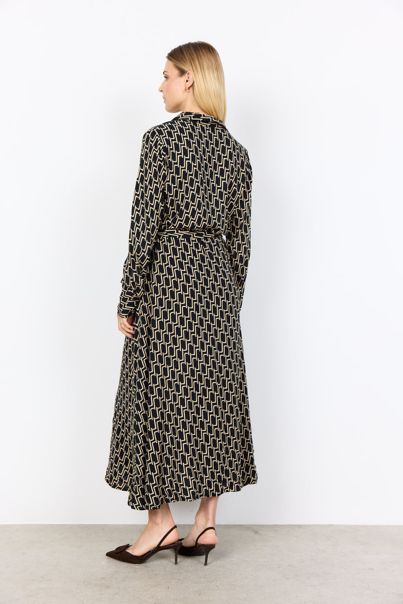 Varla3 Geometric Print Dress - Black Combi