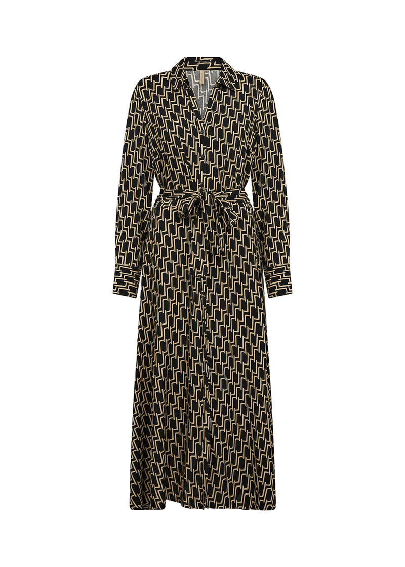 Varla3 Geometric Print Dress - Black Combi