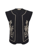 Verna1 Embroidered Waistcoat - Black Combi