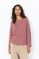 Helle YD 2 Striped Blouse - Madder Brown Combi