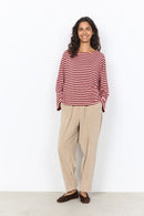 Helle YD 2 Striped Blouse - Madder Brown Combi