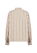 Haley 1 Ruffle Collar Stripe Shirt - Madder Brown Combi