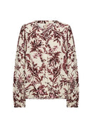 Halfa 1 V Neck Print Blouse - Madder Brown Combi