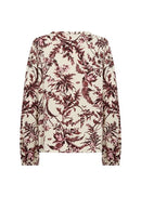 Halfa 1 V Neck Print Blouse - Madder Brown Combi