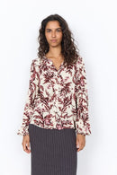 Halfa 1 V Neck Print Blouse - Madder Brown Combi