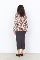 Halfa 1 V Neck Print Blouse - Madder Brown Combi