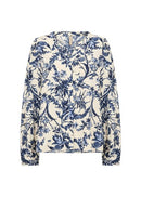 Halfa 1 V Neck Print Blouse - Tempest Combi