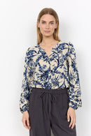 Halfa 1 V Neck Print Blouse - Tempest Combi