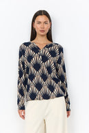 Felicity AllOverPrint Blouse - Navy Combi