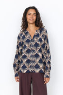 Halin1 All Over Print Blouse - Navy Combi