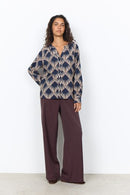 Halin1 All Over Print Blouse - Navy Combi
