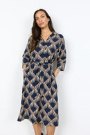 Halin 3 All Over Print Dress - Navy Combi