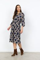 Halin 3 All Over Print Dress - Navy Combi